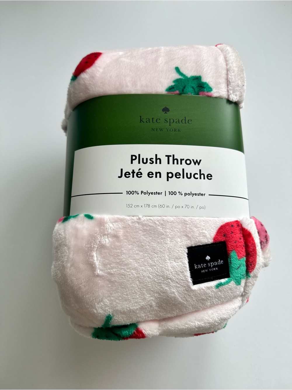 Kate Spade Pink Strawberry Plush Throw 60” x 70”